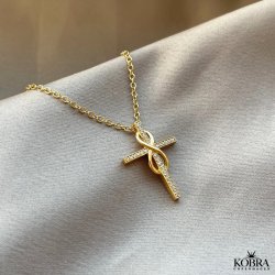 "Allana" 18 karat forgyldt kors halskde med Infinity