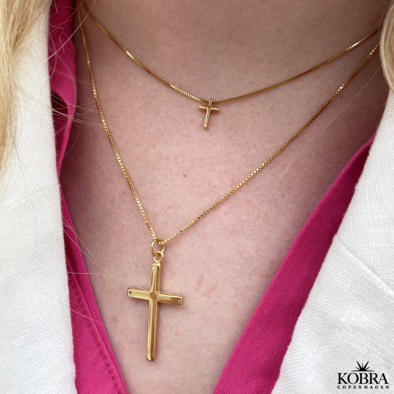 "Promise" 18 karat forgyldt kors med indgravering (Large)