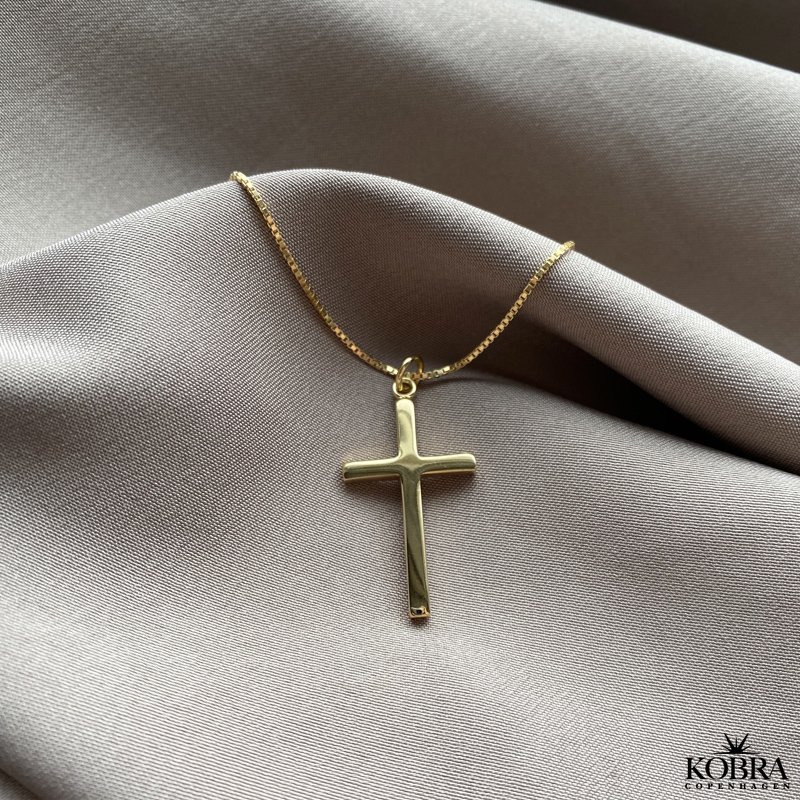 "Promise" 18 karat forgyldt kors med indgravering (Large)