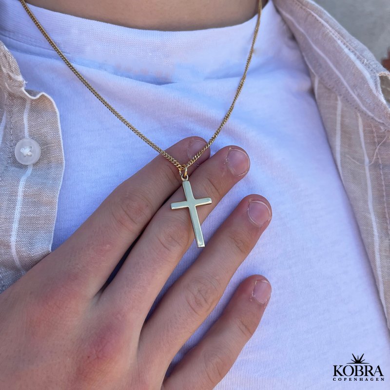 "Promise" gold plated cross necklace for men