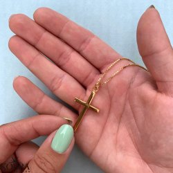 "Promise" 18 karat forgyldt kors med indgravering (Large)