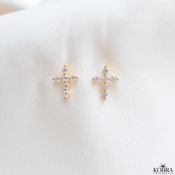 "Kaia" guld kors restik med sten 