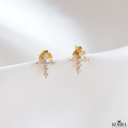 "Kaia" guld kors restik med sten 