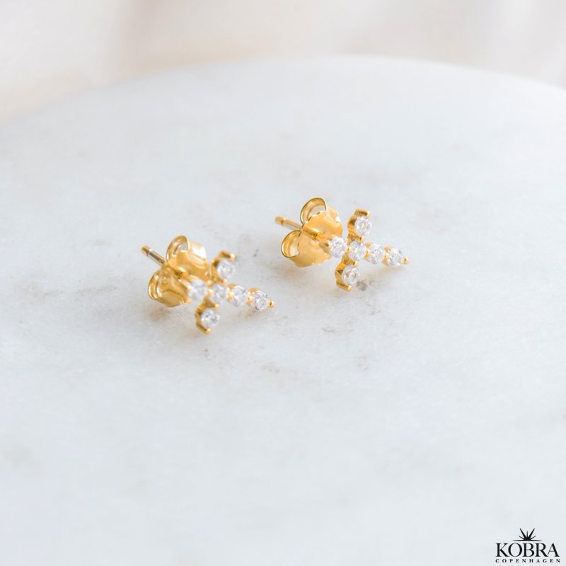 "Kaia" guld kors restik med sten 