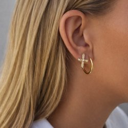 "Blessed" 18 carat gold plated earrings with small crosses