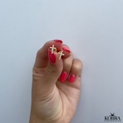 "Lucia" små guld kors ørestikker