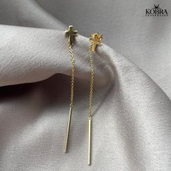 "Abigail" reringe i 18 karat forgyldt med sm kors og lang kde