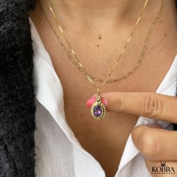 "Crystal" Forgyldt halskde med lilla ametyst
