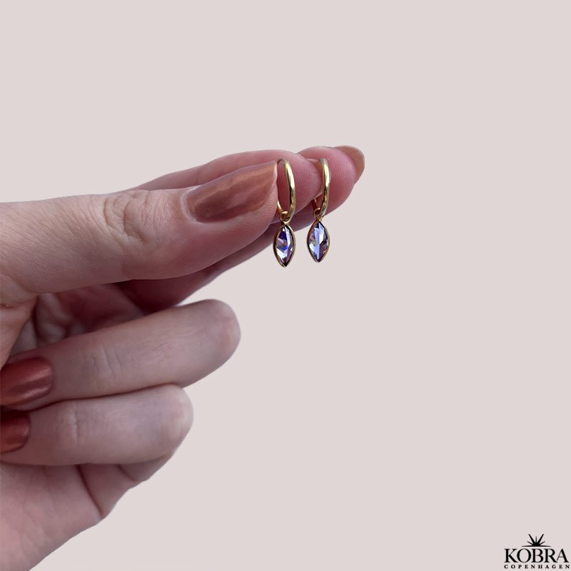 "Lyra" sm guld hoops med lilla glassten