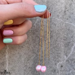 "Pina" guld reringe med lyserde perler 