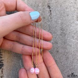 "Pina" guld reringe med lyserde perler 