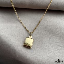 "Freedom" Firkantet 18kt forgylt medaljong med kryss