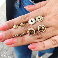 "Merle" 18 karat forgyldte sm fjer reringe