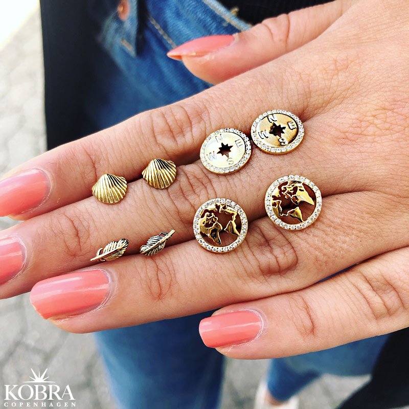 "Merle" 18 karat forgyldte sm fjer reringe