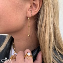 "Helium" 18 karat forgyldte reringe med guld kugler