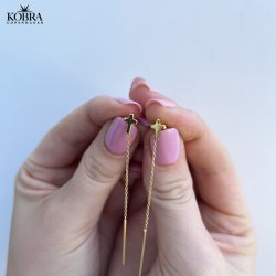 "Abigail" reringe i 18 karat forgyldt med sm kors og lang kde