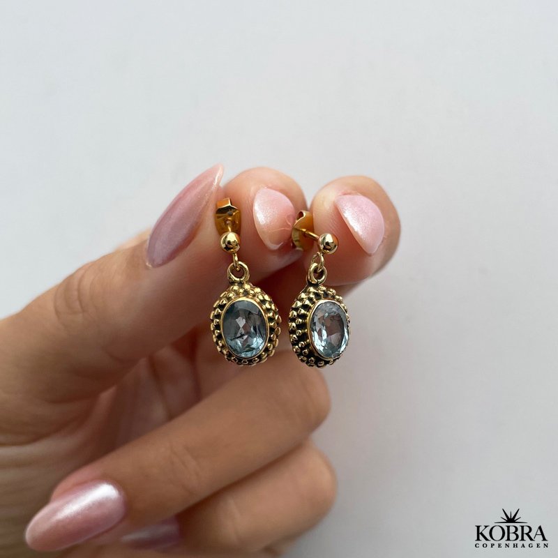 "Crystal" Gold-plated earrings with blue topaz