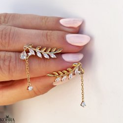 "Shirley" 18 karat forgyldte med blade og sten