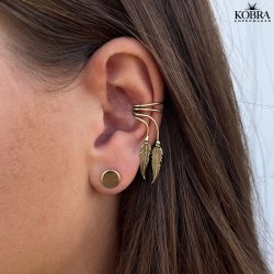 "Eternity" Small gold-plated ear studs with plate