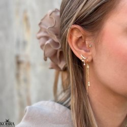"Nora" gold earrings with hanging drop stones