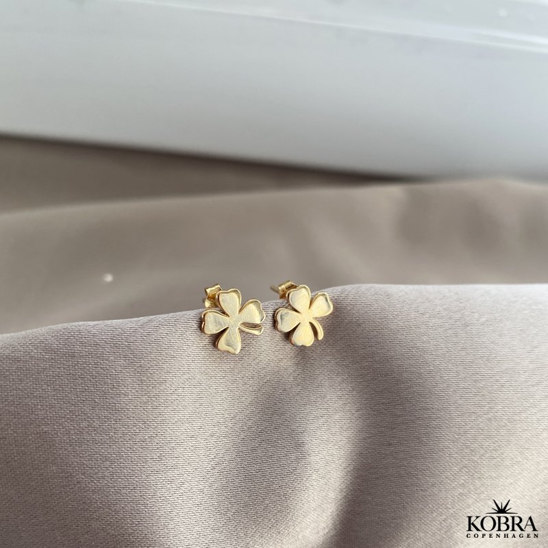 "Felicity" Small four-leaf clover earrings in gilt