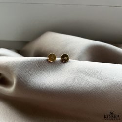 "Eternity" Small gold-plated ear studs with plate