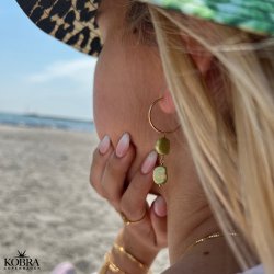 "Sugar" forgyldte reringe med grnne ferskvandsperler