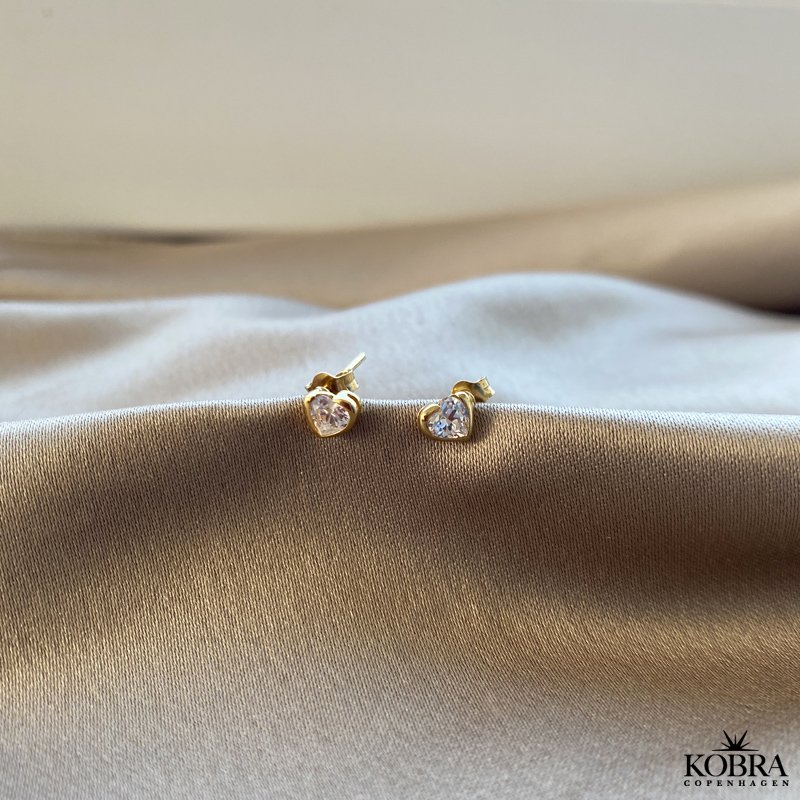 "Angel" sm guldhjerter med hvide sten