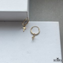 "Justice" små kors øreringe i forgyldt til herre