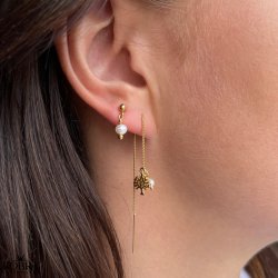 "Tika" livets tr reringe med lille perle i 14 karat forgyldt