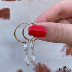 "Sugar" 18 karat forgyldte reringe med gte hvide ferskvandsperler