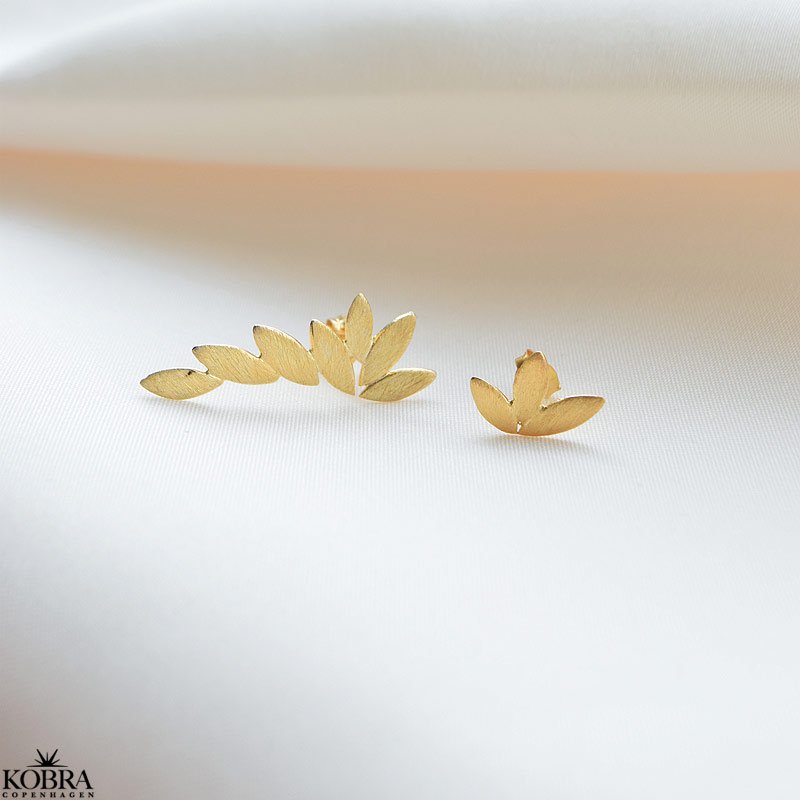 "Cardea" 18 carat gold plated leaf earrings
