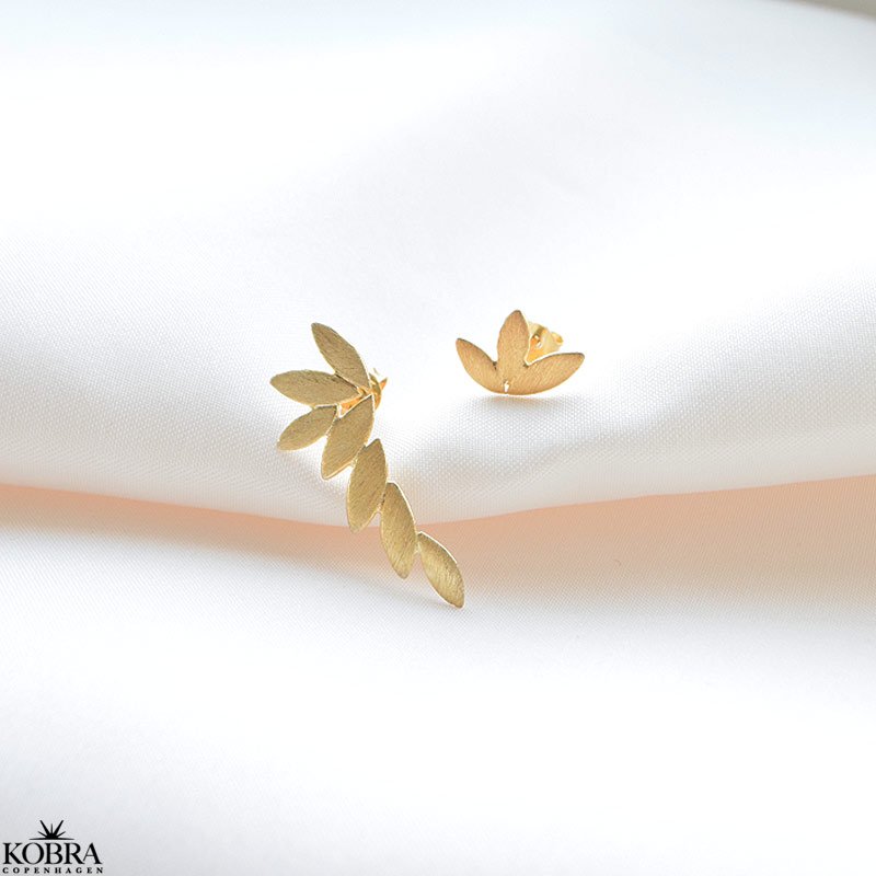 "Cardea" 18 carat gold plated leaf earrings