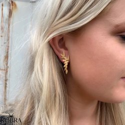"Cardea" 18 carat gold plated leaf earrings