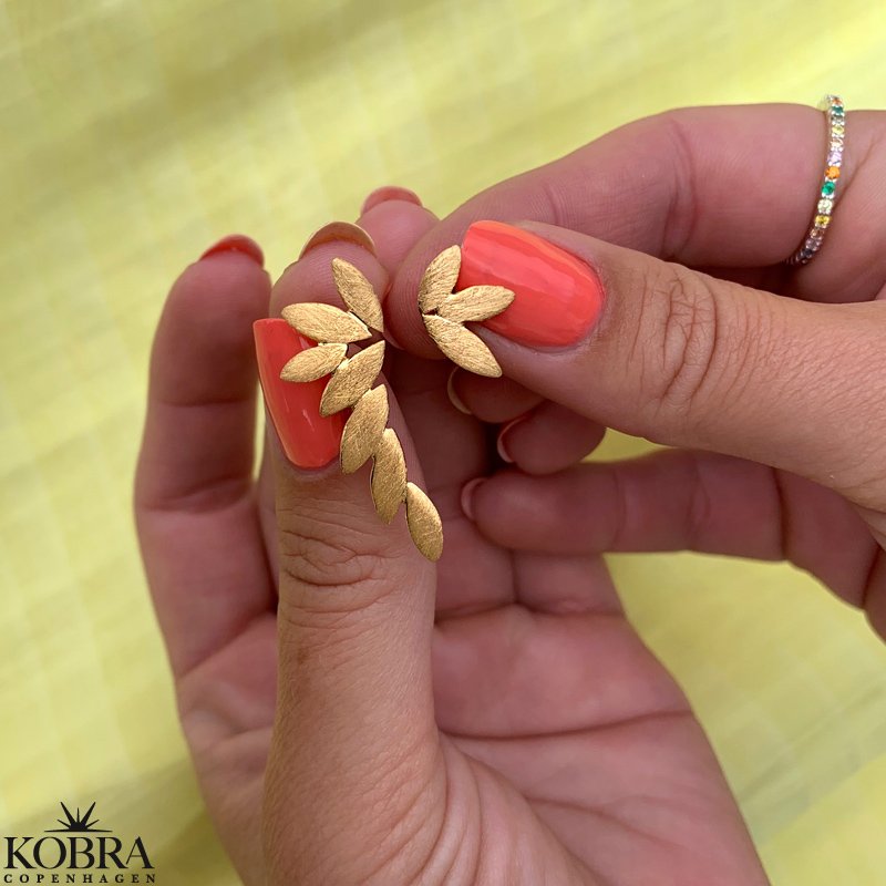 "Cardea" 18 carat gold plated leaf earrings