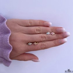 "Angelina" sm hoops i guld med farvede sten