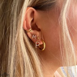 "Zoey" gold initial earrings with stones