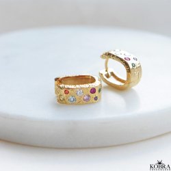 "Miami" guld reringe / huggies med farvet sten