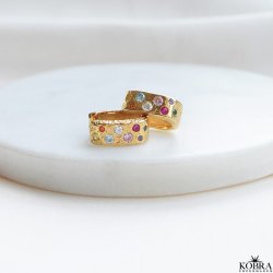 "Miami" guld reringe / huggies med farvet sten