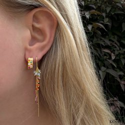 "Marbella" pearl earrings in pink / orange shades, 18 carat gold-plated