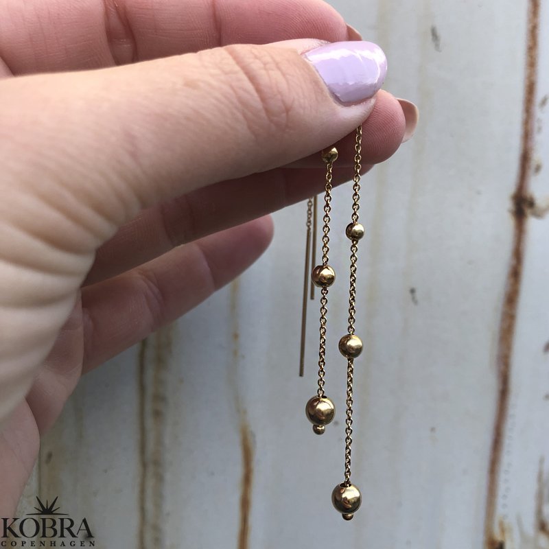 "Helium" 18 karat forgyldte reringe med guld kugler