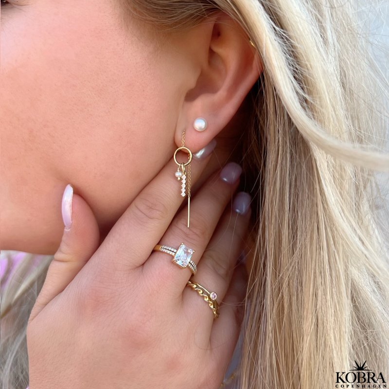 "Vanessa" guld reringe med sten og perler