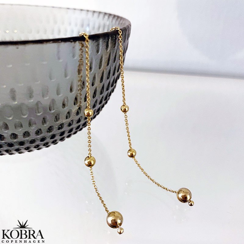 "Helium" 18 karat forgyldte reringe med guld kugler