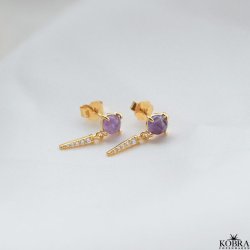 "Cilja" guld reringe med lilla sten