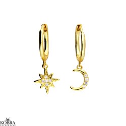 "Aimee" gold earrings / hoops with moons and stars