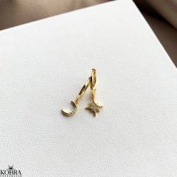 "Aimee" gold earrings / hoops with moons and stars