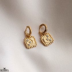 "Moondust" 18k gold-plated earrings with moons and stars