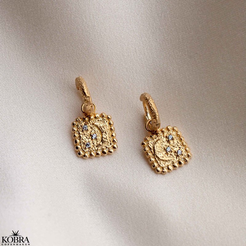 "Moondust" 18k gold-plated earrings with moons and stars