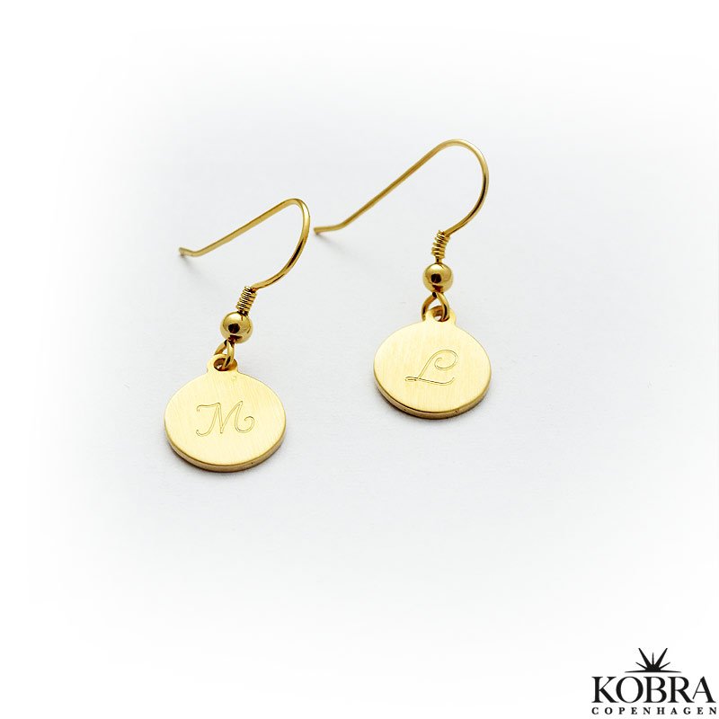 "Aliby" 18 karat forgyldte ID tag øreringe med indgravering