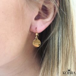 "Aliby" 18 karat forgyldte ID tag øreringe med indgravering